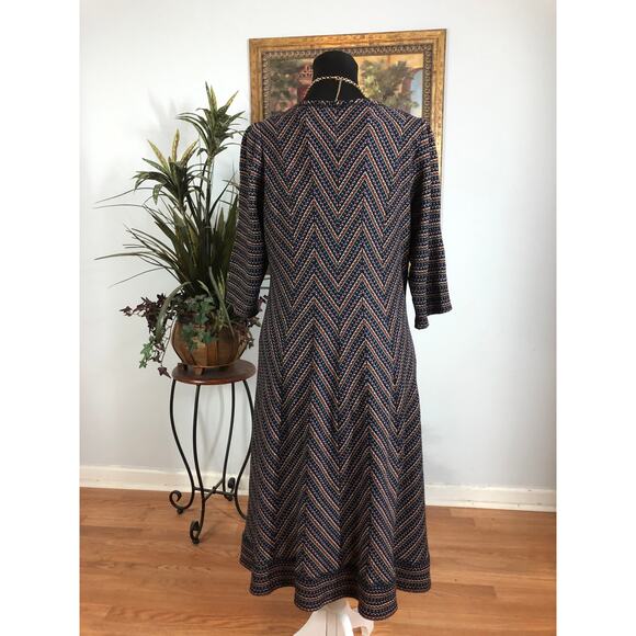 Robbie Bee Dress Women 1X Multicolor Chevron Knit Midi Career Stretch - Picture 4 of 11